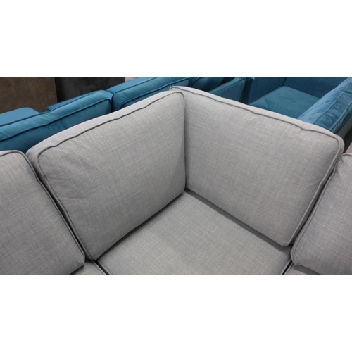 1364 - A grey upholstered left hand facing corner sofa/chaise