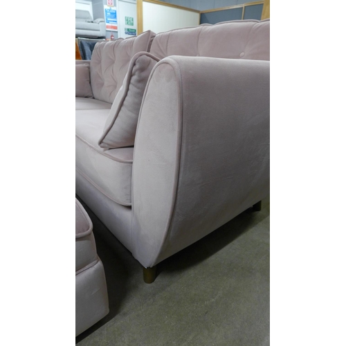 1450 - A cherry blossom velvet upholstered three seater sofa footstool and window seat RRP £1158