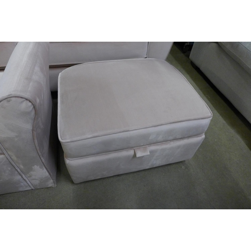 1450 - A cherry blossom velvet upholstered three seater sofa footstool and window seat RRP £1158