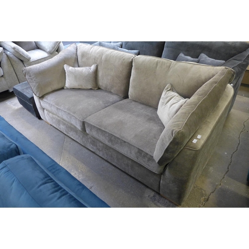 1502 - A Barker and Stonehouse mink velvet upholstered three seater sofa RRP £1369