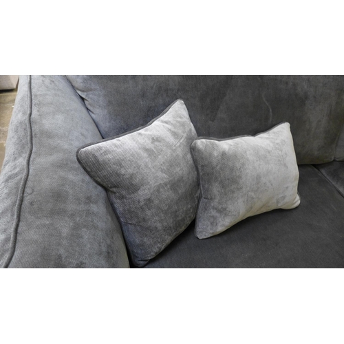 1503 - A Barker and Stonehouse magnesium velvet upholstered four seater sofa and footstool - some frame dam... 