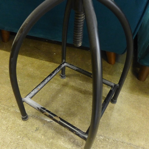 1505 - An industrial style hardwood and metal stool