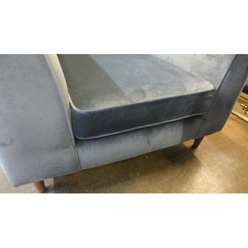 1528 - A pewter velvet upholstered armchair