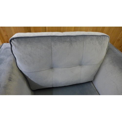 1528 - A pewter velvet upholstered armchair