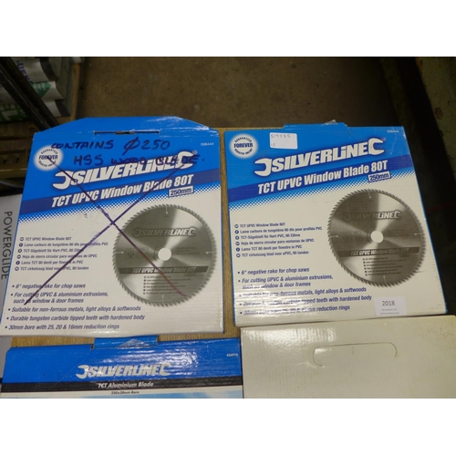 2018 - Six assorted circular saw blades including Silverline and other high speed steel blades