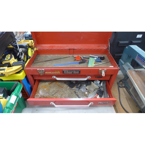 2044 - 2 Metal tool boxes with small quantity of tools in each