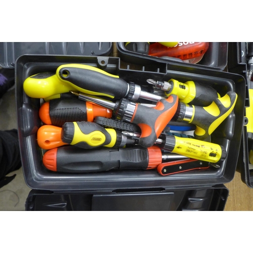 2053 - Five toolboxes with assorted screwdrivers