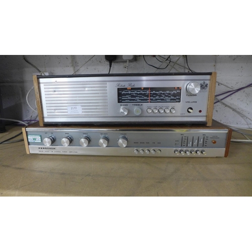 2172 - A Roberts radio (model:- RM40) and a Ferguson Solid State amp