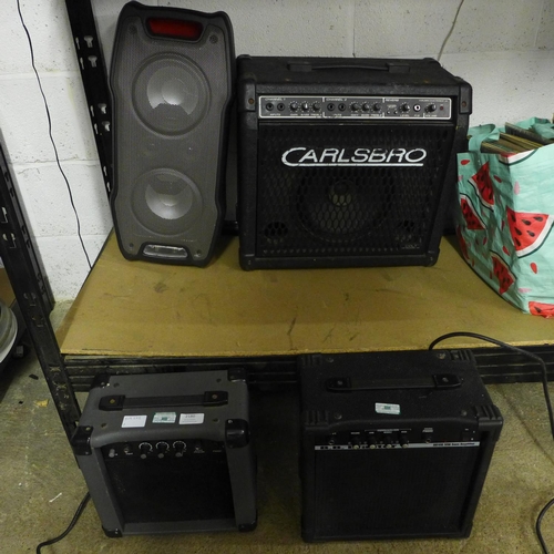 2180 - A quantity of amps and speakers including a Sharp party speaker system (model:- P5-929), a Rocket 10... 