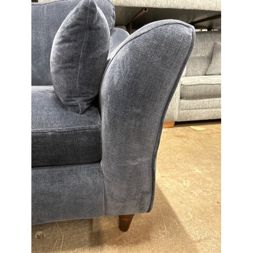 1301 - A Barker and Stonehouse deep blue velvet three seater sofa