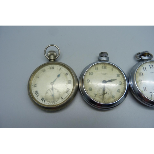 1000 - Four pocket watches including military and railway