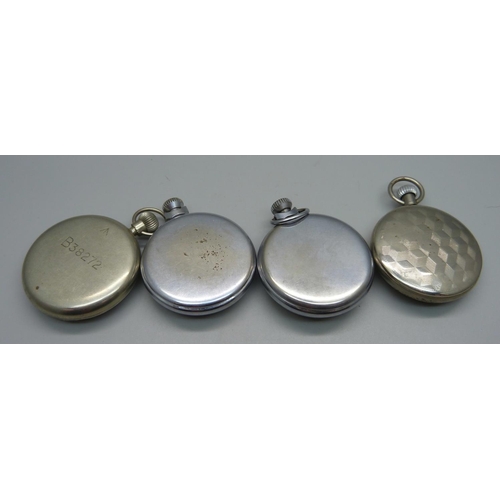 1000 - Four pocket watches including military and railway