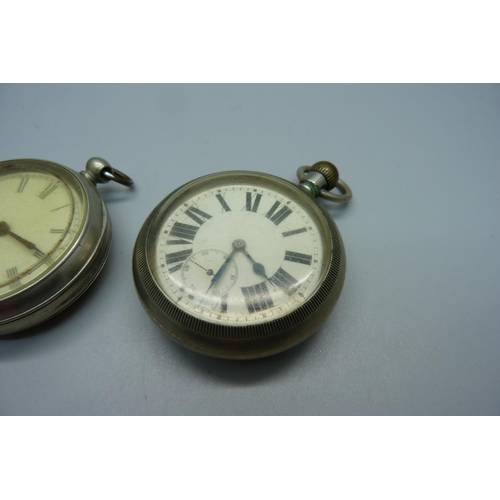 1001 - Two pocket watches, one bears inscription on the case back