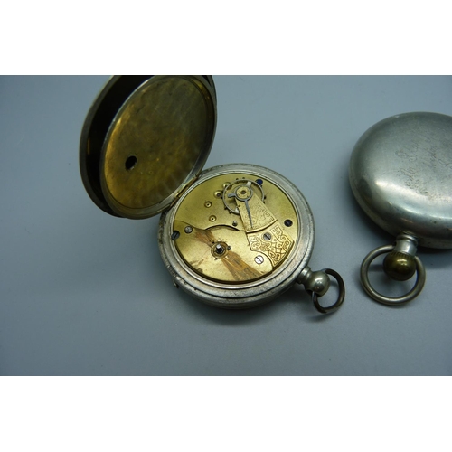 1001 - Two pocket watches, one bears inscription on the case back