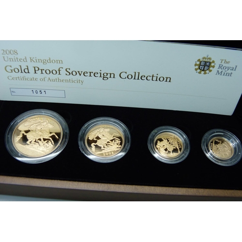 1012 - The Royal Mint 2008 UK gold proof sovereign collection, no. 1051