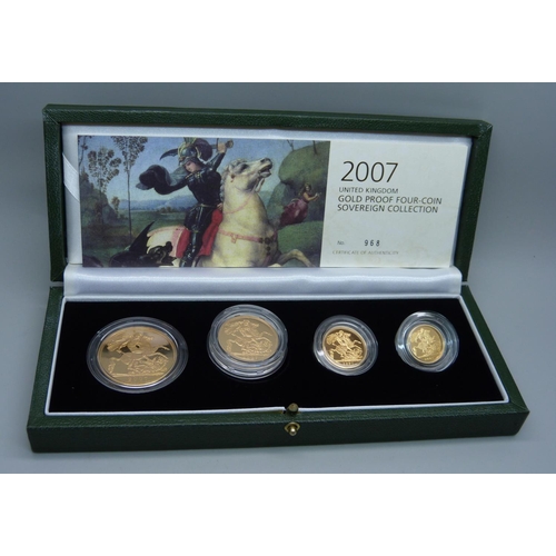 1014 - The Royal Mint 2007 UK gold proof four-coin sovereign collection, no. 968