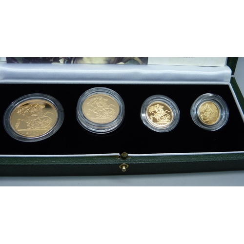 1014 - The Royal Mint 2007 UK gold proof four-coin sovereign collection, no. 968