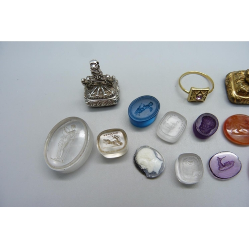 1018 - A collection of seals and seal fobs, (modern reproductions)