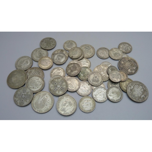 1021 - 330g of 1920 to 1946 half-silver coins