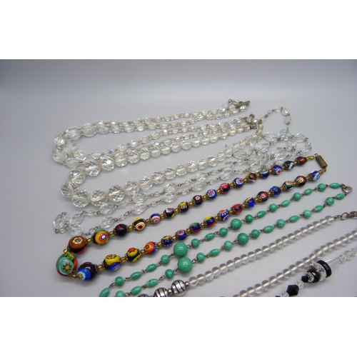 1042 - A millifiore necklet and vintage bead necklets