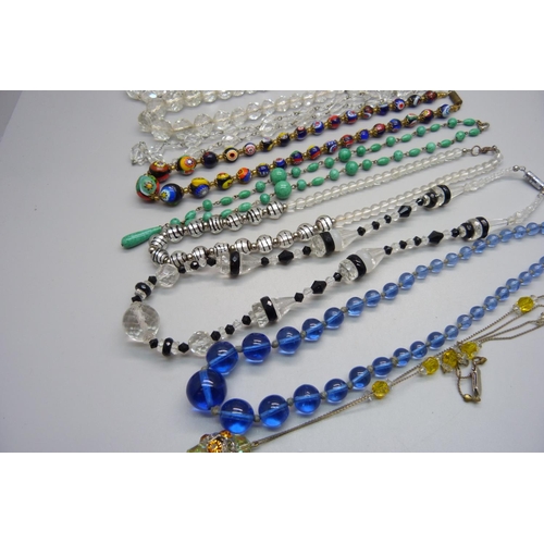 1042 - A millifiore necklet and vintage bead necklets