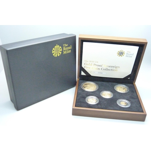 1046 - The Royal Mint 2010 UK gold proof five-coin collection, No. 0330