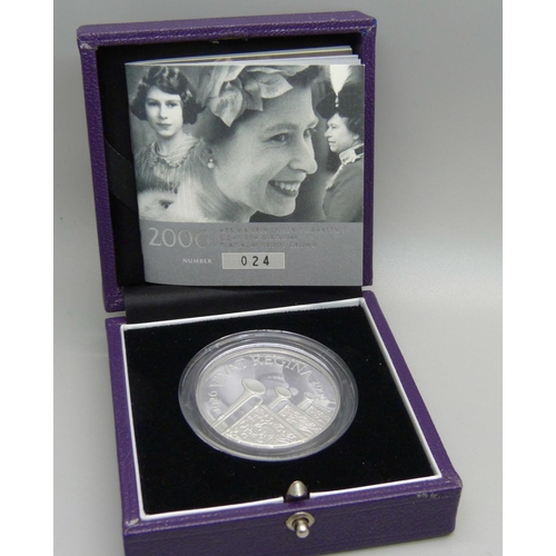 1051 - The Royal Mint 2008 Her Majesty Queen Elizabeth II Eightieth Birthday platinum proof crown, No. 024 ... 