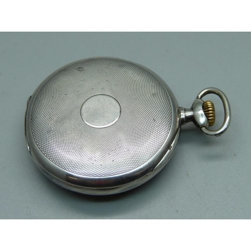 1052 - A .900 silver Omega pocket watch, case stamped Omega, movement stamped Omega, 15 jewels, adjusts to ... 