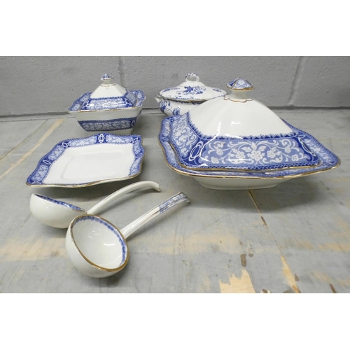 1094 - Two boxes of blue and white china including tureens with ladles **PLEASE NOTE THIS LOT IS NOT ELIGIB... 