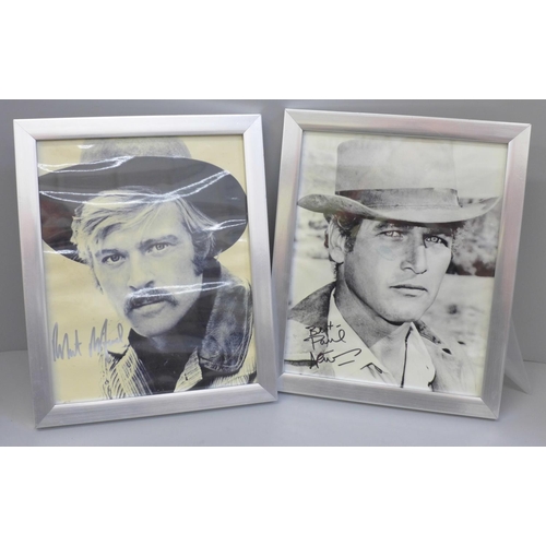 609 - Two signed black and white publicity photographs, Robert Redford and Paul Newman, Paul Newman with c... 