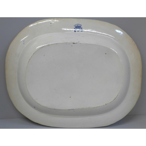 612 - A 19th Century blue and white Willow pattern serving plate, 46cm