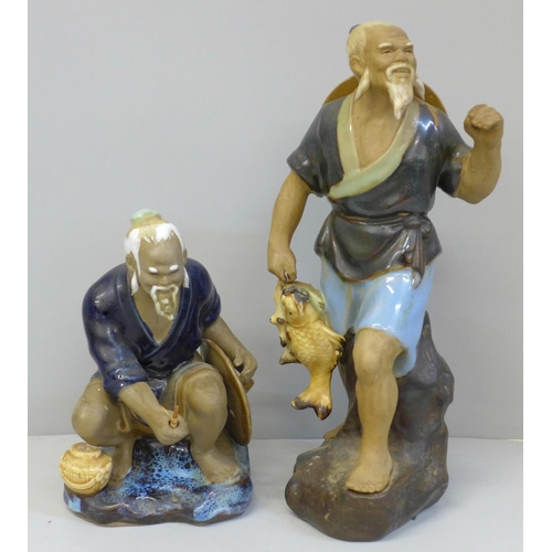 616 - Two oriental fishermen figures