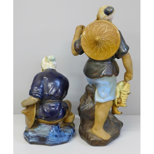 616 - Two oriental fishermen figures