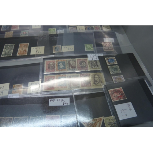 623 - Stamps; better stamps and sets on 32 stockcards, all identified and catalogued at over £1,500