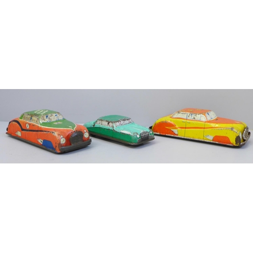 635 - Three Glamorgan Toy Product tin plate Glam Cars