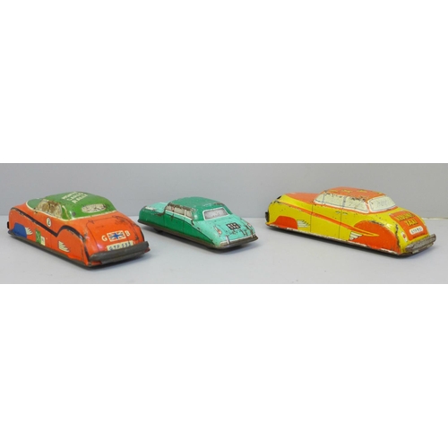 635 - Three Glamorgan Toy Product tin plate Glam Cars