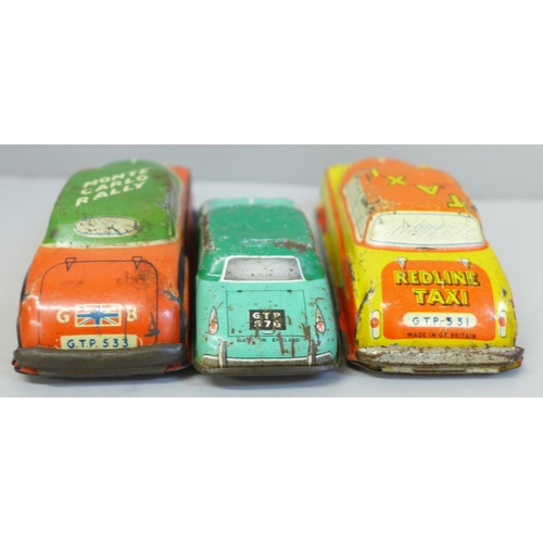 635 - Three Glamorgan Toy Product tin plate Glam Cars