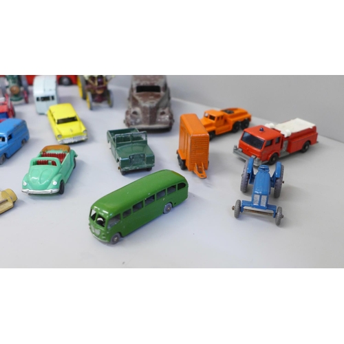 672 - 1950-1960's playworn Lesney/Matchbox die-cast model vehicles, etc.