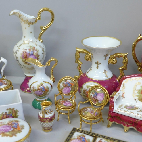 685 - A collection of Limoges china including vases, trinket pots, miniature furniture, etc.
**PLEASE NOTE... 