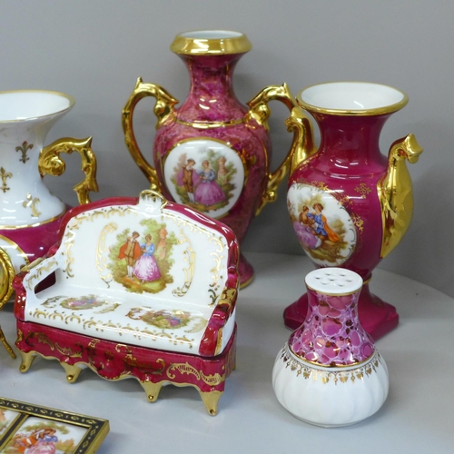 685 - A collection of Limoges china including vases, trinket pots, miniature furniture, etc.
**PLEASE NOTE... 