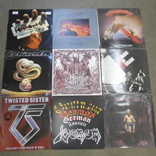 694 - Ten rock and metal LP records, Judas Priest, Deep Purple, Whitesnake, etc.