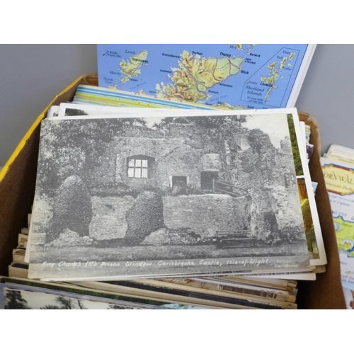 696 - Postcards; a box of postcards, vintage to modern