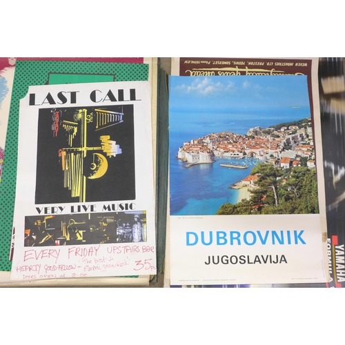 779 - A collection of posters including printer's proof, tourist destination, film and advertising, etc.