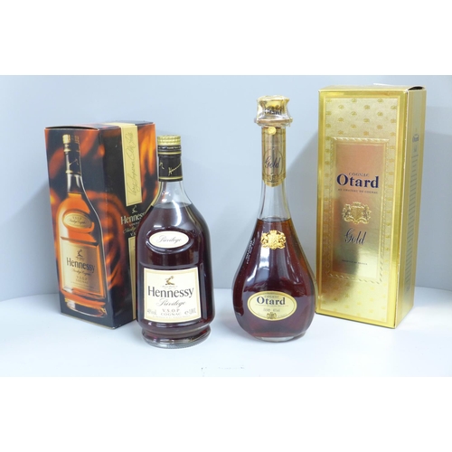 804 - Two boxed bottles of Cognac; Otard Gold and Hennessey V.S.O.P. Privilege Cognac