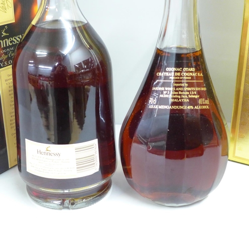 804 - Two boxed bottles of Cognac; Otard Gold and Hennessey V.S.O.P. Privilege Cognac