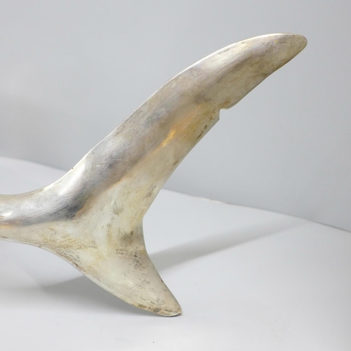 806 - A large silver plate on copper shark by Enrique Jolly, 57.5cm