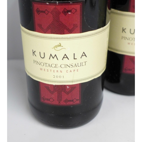 813 - Four bottles of wine; Kumala Pinotage-Cinsault, 2001