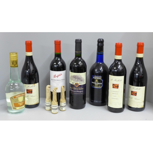 815 - Wines and spirits; five bottles of wine including three St. Hallett, Cabernet Merlot 1997 Barossa an... 