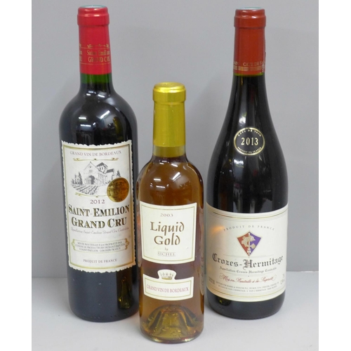 816 - Three bottles of wine including 2012 Saint-Emilion Grand Cru