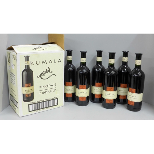 818 - Six bottles of wine, Kumala Pinotage-Cinsault 2001